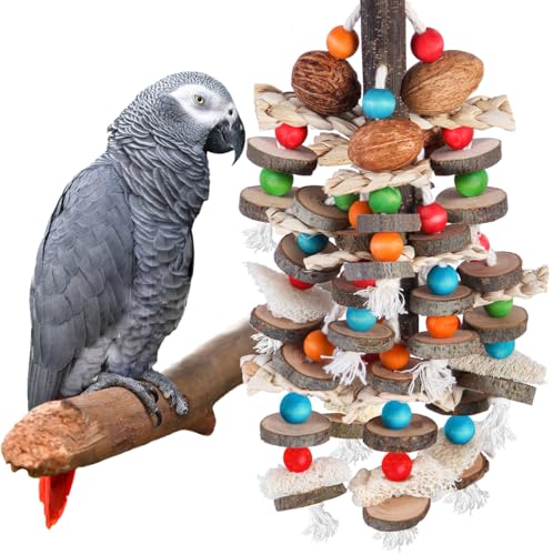 BBjinronjy Großes Papageienspielzeug, Kauspielzeug für Vögel, natürliche Nüsse, Mais, Luffa, Holz, Vogelkäfigspielzeug für Graupapageien, Aras, Kakatus, Nymphensittiche, Amazon-Papageien und andere BBjinronjy Großes Papageienspielzeug, Kauspielzeug für Vögel, natürliche Nüsse, Mais, Luffa, Holz, Vogelkäfigspielzeug für Graupapageien, Aras, Kakatus, Nymphensittiche, Amazon-Papageien und andere von BBjinronjy