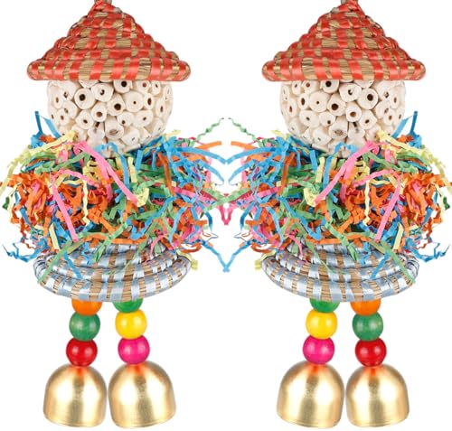 BBjinronjy Sittichspielzeug, 2 Stück Vogelspielzeug, Papageienfuttersucher, Schredder, Hängespielzeug, Sola-Bälle mit Glöckchen für kleine Papageien, Sittiche, Nymphensittiche, Sittiche (Bunte Hüte) BBjinronjy Sittichspielzeug, 2 Stück Vogelspielzeug, Papageienfuttersucher, Schredder, Hängespielzeug, Sola-Bälle mit Glöckchen für kleine Papageien, Sittiche, Nymphensittiche, Sittiche (Bunte Hüte) von BBjinronjy