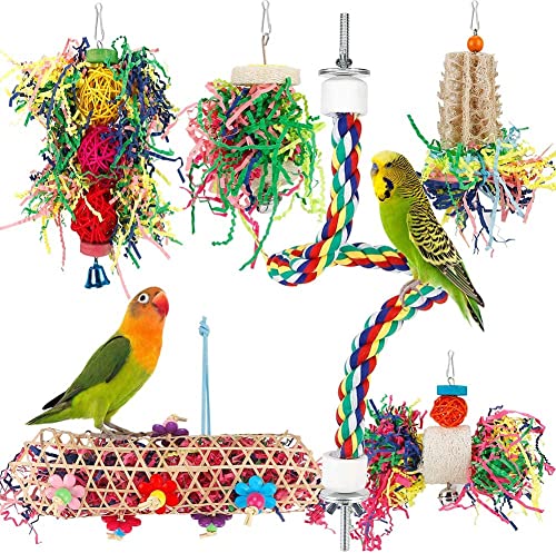 BBjinronjy Vogelspielzeug, Sittichspielzeug, Kauspielzeug, Schreddern, Futtersuchspielzeug, Hängespielzeug, Vogel geschreddertes Papier, Vogelkäfig, Zubehör, Vogelseil-Sitzstange für Nymphensittiche, von BBjinronjy