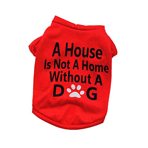 Brief Muster T-Shirt für Kleine Hunde Katze, M Rot 265242 (hundemantel kleine Hunde hundemantel Weihnachten hundepullover Weihnachten hundepullover kleine Hunde hundemantel für kleine Hunde) von BBring