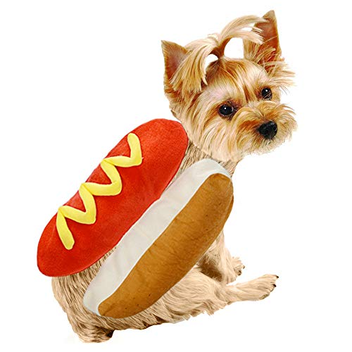 BBring Halloween Hotdog Kostüm für Katzen Hunde, Hundekostüm Pullover Cosplay mit Klettverschluss Warm Haustier Kleidung Winterpullover Hundekleidung für Hunde Hündchen Kätzchen (L, Khaki) von BBring