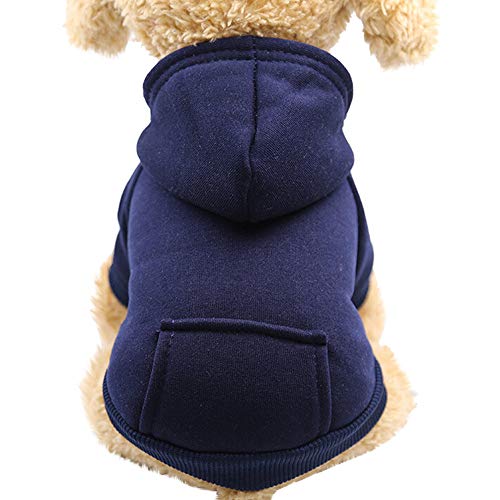 Kapuzen-Sweatshirts mit Tasche für Kleine Haustier Katze Hunde Liebe Druck Pullover Welpen Winter Mantel Hundejacke HundeKleidung (L,Navy) von BBring