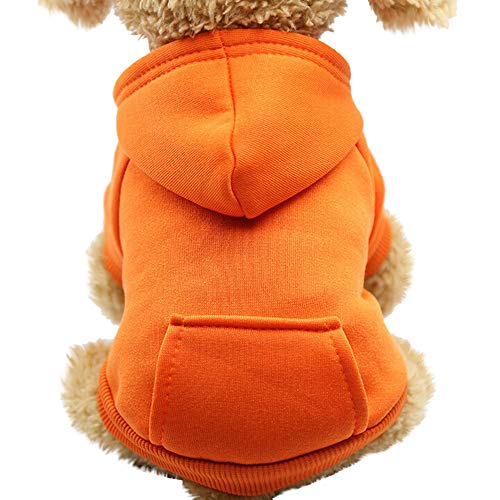 Kapuzen-Sweatshirts mit Tasche für Kleine Haustier Katze Hunde Liebe Druck Pullover Welpen Winter Mantel Hundejacke HundeKleidung (L,Orange) von BBring