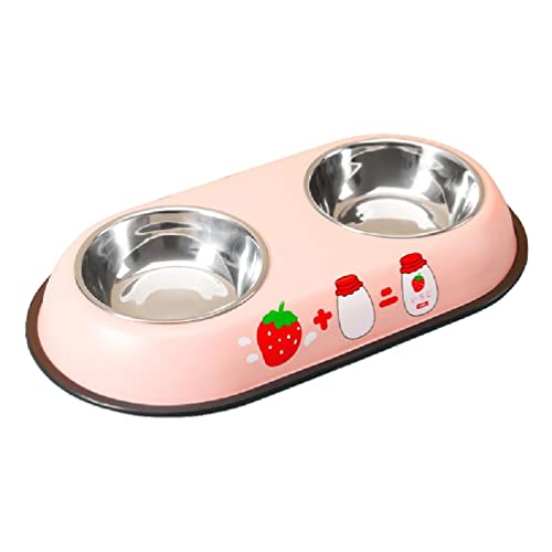 Cute Dog Bowl Cat Food Bowls 2-in-1 Pet Feeder mit Water ContainerFeeder und Waterer Abnehmbarer Waterer Edelstahl Hundefutter Kleiner Wasserspender von BCIOUS