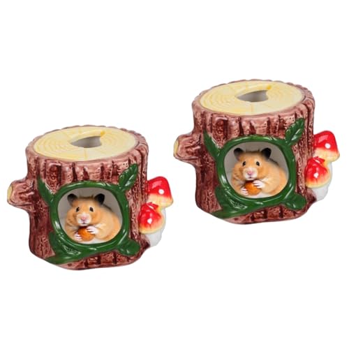 BCJMKDX Haustier-Bett. 2 Stück Hamsternest, Baumstumpf, Hamsterspielplatz, Keramik, Hamsterversteck, Haustierversteck, Hamsterkäfige(Ax2pcs) von BCJMKDX