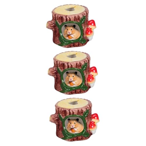 BCJMKDX Haustier-Bett. 2 Stück Hamsternest, Baumstumpf, Hamsterspielplatz, Keramik, Hamsterversteck, Haustierversteck, Hamsterkäfige(Ax3pcs) von BCJMKDX