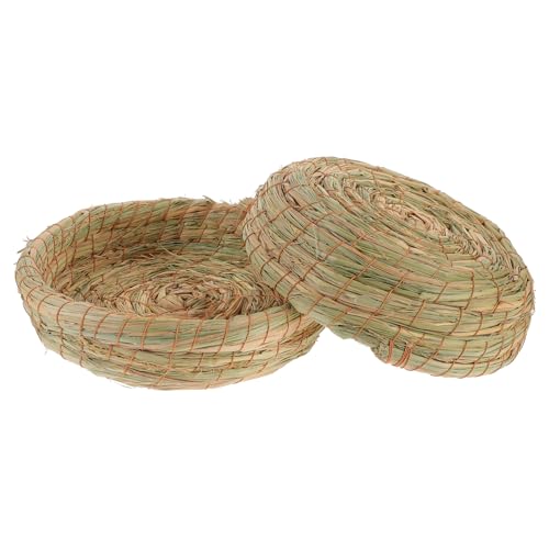 BCJMKDX Haustier-Bett. 2 Stück Haustier warmes Nest Stroh Kauspielzeug gewebtes Gras Kaninchenbett Kaninchen gewebtes Bett Chinchilla Nest Bu von BCJMKDX
