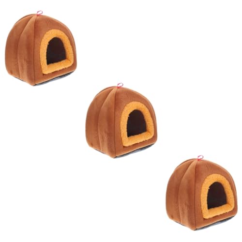 BCJMKDX Haustier-Bett. 4 stücke Kleine Haustier Nest Guinea Bettwäsche Haustier Ruhen Betten Haustier Ruhen Schlaf Samll Tiere Shelter Ratten Warme Haus GUI(Brownx3pcs) von BCJMKDX