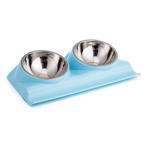 Haustiernäpfe, Doppelter Futternapf for Haustiere mit erhöhtem Ständer, um 15 Grad geneigt, rutschfest, for Katzenfutter und Wasser, Blau Haustiernäpfe, Doppelter Futternapf for Haustiere mit erhöhtem Ständer, um 15 Grad geneigt, rutschfest, for Katzenfutter und Wasser, Blau von BCJMKDX