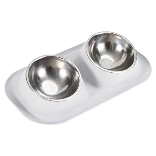 Haustiernäpfe, Hunde- und Katzennapf, erhöhter Futternapf aus Edelstahl, Doppelnäpfe mit Auslaufschutz for kleine Hunde und Katzen, weiß Haustiernäpfe, Hunde- und Katzennapf, erhöhter Futternapf aus Edelstahl, Doppelnäpfe mit Auslaufschutz for kleine Hunde und Katzen, weiß von BCJMKDX