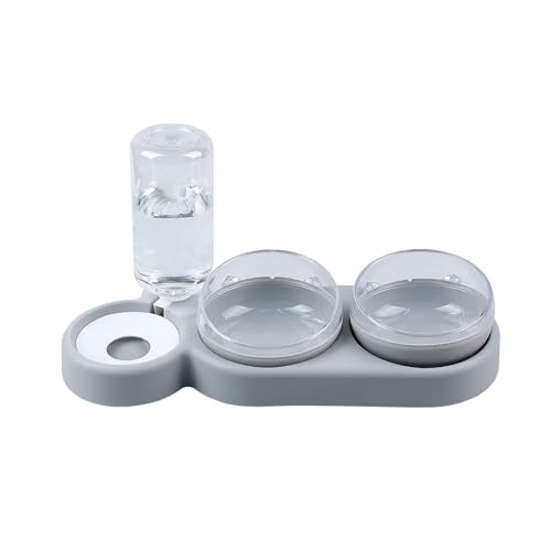 Haustiernäpfe, Katzen- und Hundenäpfe, 3-in-1-Futternapf mit um 15° geneigtem Ständer, auslaufsicher und verstellbar, Futter- und Wassernapf for Katzen und Welpen(Grey) von BCJMKDX