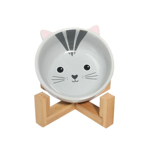 Haustiernäpfe, Katzen- und Hundenäpfe, Futternapf mit Ständer for Wasser, Keramik-Futternapf, rutschfest, gegen Erbrechen, for kleine Hunde, Katze, Katze von BCJMKDX