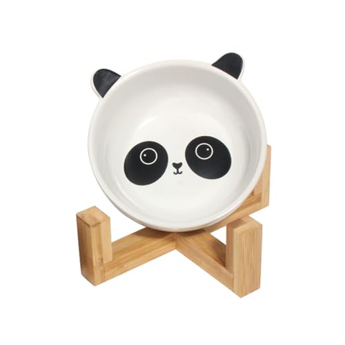 Haustiernäpfe, Katzen- und Hundenäpfe, Futternapf mit Ständer for Wasser, Keramik-Futternapf, rutschfest, gegen Erbrechen, for kleine Hunde, Katze, Panda von BCJMKDX