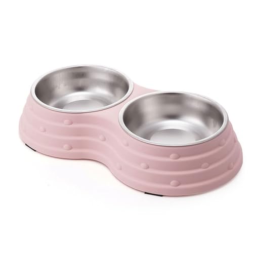 Haustiernäpfe, Katzen- und Hundenäpfe, abnehmbare Doppelnäpfe aus Edelstahl for Futter und Wasser mit rutschfestem Boden for Haustiere und kleine Hunde Katzen von BCJMKDX