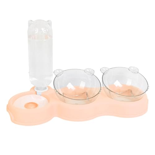Haustiernäpfe, Katzen- und Hundenapf, Wasser- und Futternapf-Set mit automatischer Wasserflasche, 15° geneigtes Wasser for Katzen und kleine Hunde(Pink) von BCJMKDX