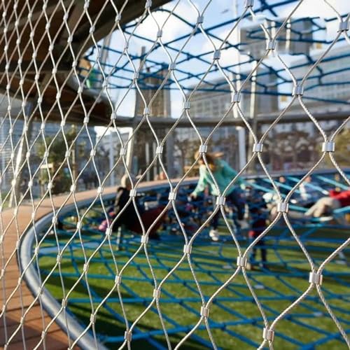 Zaun Mesh,. Flexibles Kabel-Sicherheitsnetz, 1,5/2/3 mm dehnbares Balustrade-Balkon-Absturzsicherungsnetz, Tierzaun(Silver 3mm) von BCJMKDX