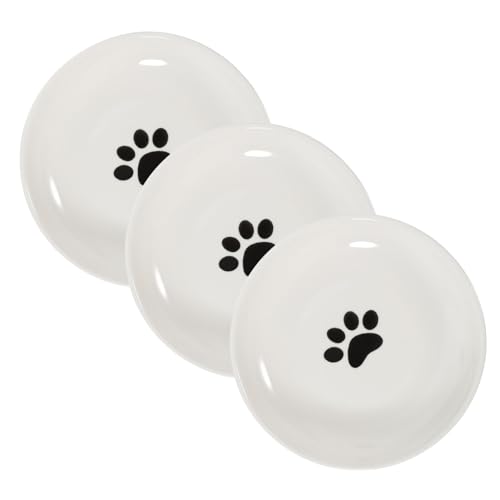 BCOATH Breites Katzenfutternapf-Set Flache Keramikplatten runder Rutschfester Futternapf mit Silikonboden für Katzen von BCOATH