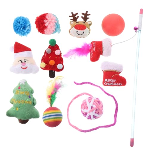 BCOATH 1satz Interaktives Weihnachts-katzenspielzeug-Set Mit Teaser-stab Und Für Spielerische Katzen Für von BCOATH