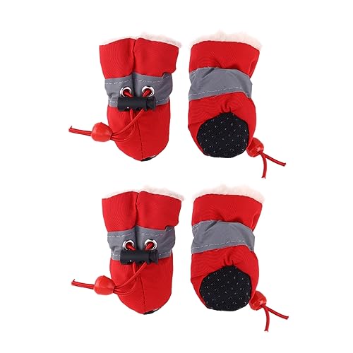 BCOATH Haustierschuhe Hundestiefel Gummiband Regenstiefel Für Hunde Ohne Sohle Wärmt Die Pfoten Einfach An- Und Auszuziehen Rot Größe 1 von BCOATH