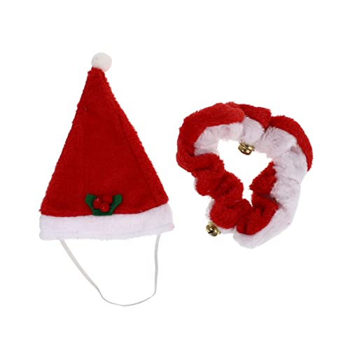 BCOATH 1 Satz Haustiermütze Schal Haustier-Cosplay-kostüm Cosplay-Outfits Haustierkostümzubehör Urlaub Katzenhalsband Weihnachtsanzüge Hundehalstuch Baumwolle Kleidung Rot Weihnachten von BCOATH