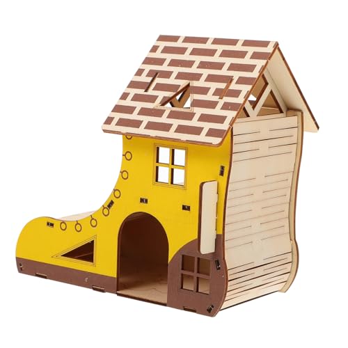 BCOATH 1stück Holz Hamsterhaus Mit Kletterrahmen Natürlicher Spielplatz Für Kleintiere Gemütliches Versteck Und Kletterspielzeug Für Hamster Zwerghamster Und Andere Haustiere von BCOATH