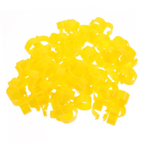BCOATH 100St Knöchel Geflügelfußring Geflügelfußband Geflügelfußverschluss Gamefowl Hahn Lieferungen Huhn Beinbänder zur Identifizierung von Hühnern Farm-Marker-Tools Plastik Yellow von BCOATH
