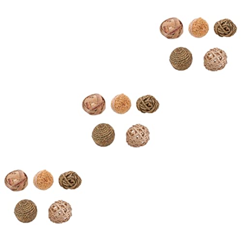 BCOATH 3 Sets Haustierspielzeug Rattan Kauspielzeug Rattanspielzeug Kleintier Zahnpflege Backenzahnspielzeug Für Hasen Hamster Spielzeug 5 Stück * 3 von BCOATH