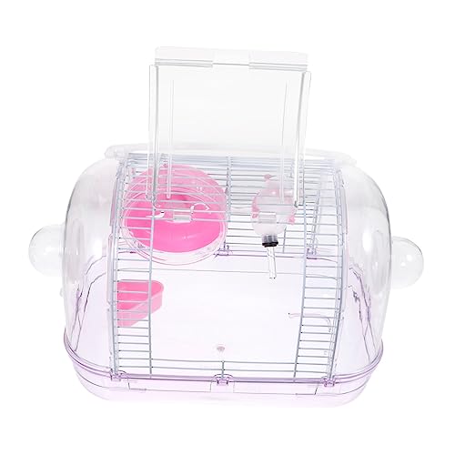 BCOATH Hamsterträger Meerschweinchen-Transportkäfig Kleiner Reiselebensraum für Haustiere sicheres Material leicht zu reinigen bequemes Nest Rosa von BCOATH