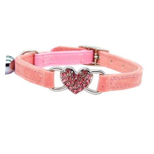 BCOATH 1stück Verstellbares Katzenhalsband Mit Herzdesign Mit Glitzersteinen Und Glocke Für Katzen Und Kätzchen Für Alltag Und Reisen von BCOATH