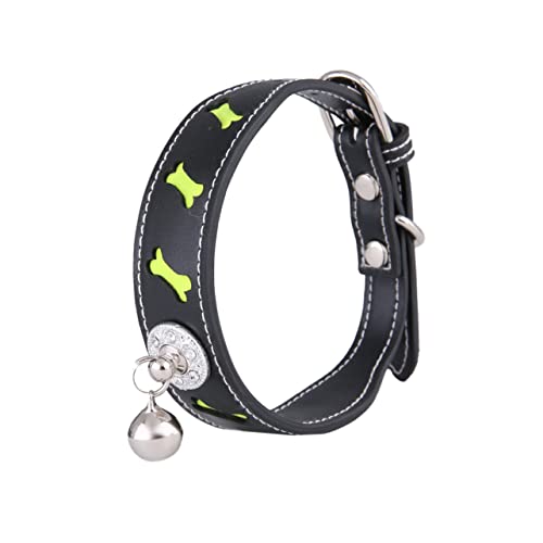 BCOATH Modisches Haustierhalsband aus PU- für Hunde und Katzen mit Glocke reflektierend verstellbar Schwarz für den Langzeitgebrauch BCOATH Modisches Haustierhalsband aus PU- für Hunde und Katzen mit Glocke reflektierend verstellbar Schwarz für den Langzeitgebrauch von BCOATH