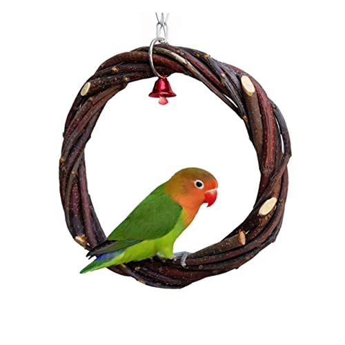 BCOATH Vogelspielzeug Parrotschaukel Mit Geflochtenem Ring Und Rattanrahmen Kauspielzeug Für Kleine Vögel Für Vogelkäfig-zubehör von BCOATH