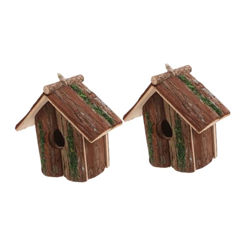 BCOATH 2 Stück Hängendes Vogelhaus aus Holz im Cottagestyle Wetterfestes für Garten Balkon und Terrasse Rustikale Dekoration Natürliche Vogelunterkunft Robust und Vielseitig von BCOATH
