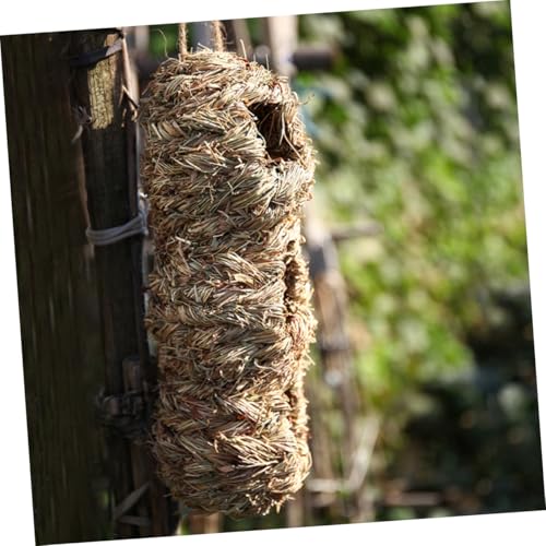 BCOATH 2 Stück Handgefertigte Vogel nistkästen aus Gras Wetterfeste Outdoor Nistplätze mit Aufhängung Natürlicher Unterschlupf für Gartenvögel und Kleine Tiere Langlebig und Kompakt von BCOATH