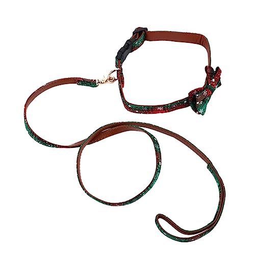 BCOATH 2-teiliges Weihnachtshalsband- Und Leine-Set Für Haustiere Mit Schneeflockenmuster Und Fliege Für Hunde von BCOATH