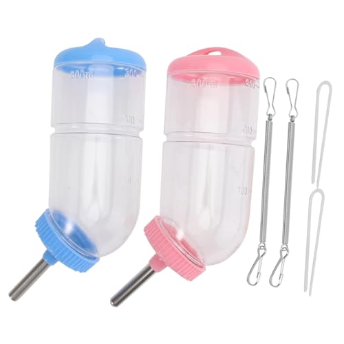 BCOATH 2 Stück Teiliges Kleintier Trinkflaschen Auslaufsichere Wasserflasche für Kaninchen Meerschweinchen Chinchilla Transparent Leicht zu Reinigen Praktischer Haustier Zufällige Farbe von BCOATH