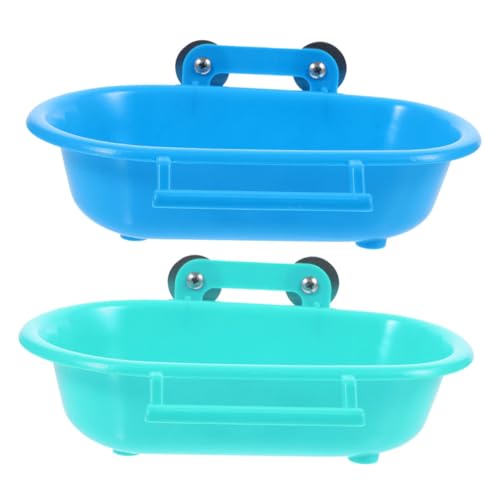 BCOATH 2 Stück Teiliges Papagei Vogelbad aus Stabilem Geruchlosem PP Kunststoff Kleine Vogelbadewanne mit Glatten Kanten für Wellensittiche und Kleine Vögel Einfach im Käfig zu von BCOATH