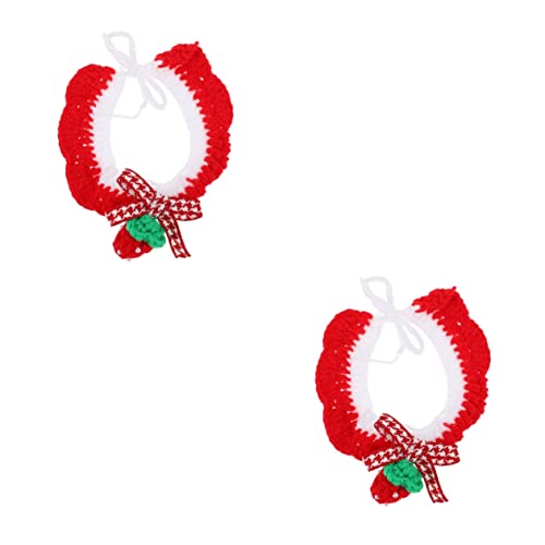 BCOATH 2 STK Gestricktes Katzenhalsband Katzen-weihnachtsoutfit Handgefertigtes Haustierhalsband Haustierschal Aus Wolle Weihnachtshundehalsband Frühlingsdekor Mode Garn Anhänger von BCOATH