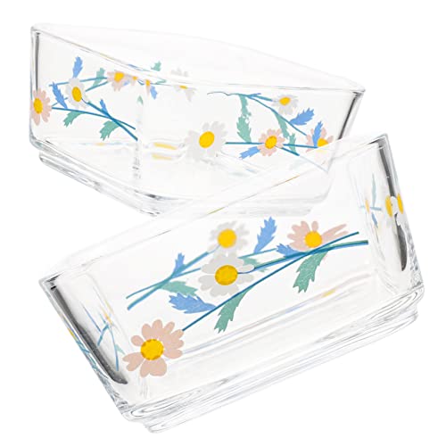 BCOATH 2 Futternäpfe aus stabilem Glas für Hamster Meerschweinchen Wassernapf für Haustiere weißer Daisy-Stil BCOATH 2 Futternäpfe aus stabilem Glas für Hamster Meerschweinchen Wassernapf für Haustiere weißer Daisy-Stil von BCOATH