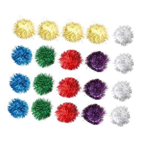 BCOATH 20 Stück Ball Übung Kreative Farben Puffplüsch Funkeln Zufällige Farbvorräte Spielbevorzugungen Pom Praktisches Spielzeug Urlaub Lieblings Glänzend Party Haustier Bälle Alle von BCOATH