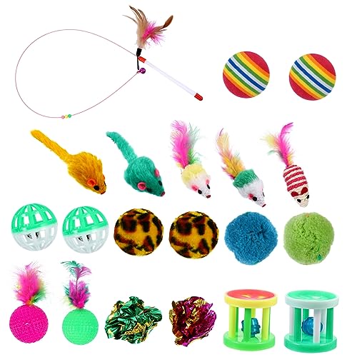 BCOATH Katzenspielzeug-Set 20 Stück Katzenbälle Teaser-Stick Katzen-Teasing-Spielzeug Leuchtende Farben Katzenspielzeug-bälle BCOATH Katzenspielzeug-Set 20 Stück Katzenbälle Teaser-Stick Katzen-Teasing-Spielzeug Leuchtende Farben Katzenspielzeug-bälle von BCOATH