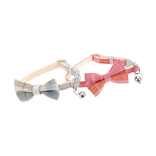 BCOATH 2PCS Haustier Kragen Dekorative Glocke Kragen für Katzen Plaid Grid Muster Einstellbare Katze Neck Gürtel von BCOATH