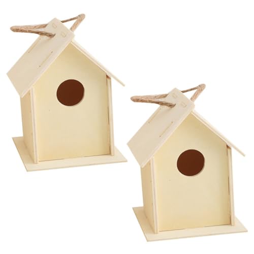 BCOATH 2Stücke DIY Unvollendete Holz Vogelhäuser für Kreative Malerei und Dekoration Bastelset für Vogelhaus Bausatz für Garten und Terrasse von BCOATH