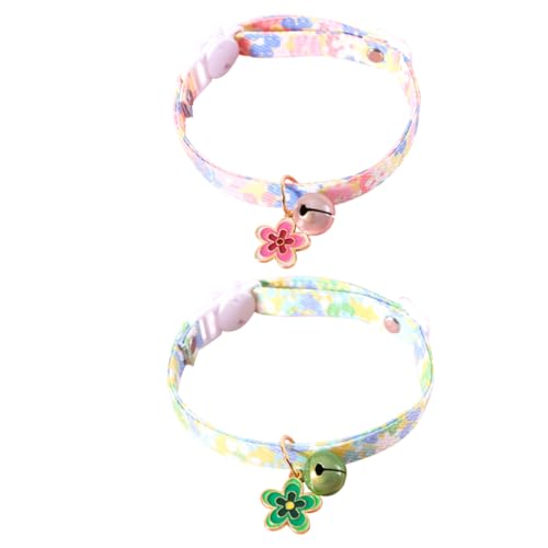 BCOATH 2pcs Baumwollblumenkatze Kragen Mit Glocken Verstellbarem Katzenkragen Süßes Katzenkragen Mit Glockenhundkragen von BCOATH