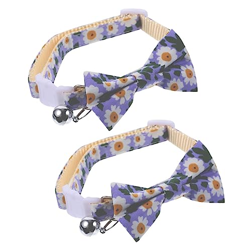 BCOATH 2pcs Niedliche Katzenkragen Mit Bell Cartoon Hundehalsband Mit Fliege Krawatte Verstellbares Haustierkragen von BCOATH