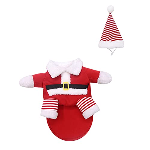 BCOATH 3 Sätze Verwandlungskostüm für Haustiere hundewintermantel Dog Christmas Costume Haustier-Outfit Weihnachts-Welpen-Overall Weihnachtsmann-Kostüm Kleider Haustierkatzenkleidung rot von BCOATH