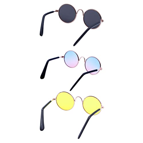 BCOATH Vintage-Brille 3 Stück Cooles Brillengestell Hundebrille Kostüm Cosplay Schießen Kleines Haustier Standfüller Strumpf Party Vintage Modisch Katze Retro Weihnachtsauge Metall Und von BCOATH