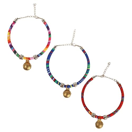 BCOATH 3stücke Teiliges Katzenhalsband Mit Glöckchen Im Ethnischen Stil Verstellbare Farbenfrohe Für Katzen Zubehör Für Haustiere Für Alltag Oder Festliche Anlässe von BCOATH