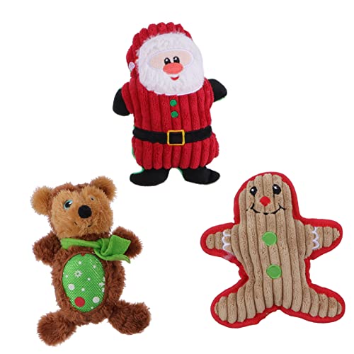 BCOATH 3stücke Teiliges Weihnachts-hundespielzeug Quietschendes Beißfestes Plüschspielzeug Für Hunde Fördert Gesundes Kauen Und Langeweile Für Kleine Hunde Und Welpen von BCOATH