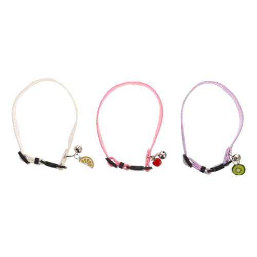 BCOATH Haustier-Halskette 3-teilig Mit Obstmuster Verstellbare Träger Und Glocke BCOATH Haustier-Halskette 3-teilig Mit Obstmuster Verstellbare Träger Und Glocke von BCOATH
