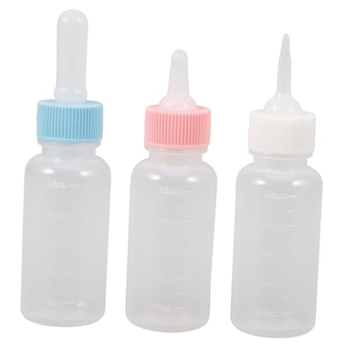 BCOATH 3Stücke Welpenflasche für Neugeborene Fütterungsflasche für Kätzchen mit Verschiedenen Aufsätzen und Langlebig zur Nahrungsaufnahme von BCOATH